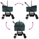 Folding Pet Stroller Adjustable Green 81 x 47 x 99 cm Polyester 42012433