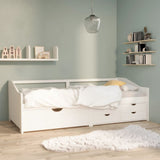 3-Seater Day Bed without Mattress White Solid Pinewood 90x200cm 322170