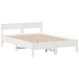 Bookcase Bed without Mattress White 150x200 cm King Size Solid Wood Pine 3322946