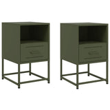 Bedside Cabinets 2 pcs Olive Green 36x39x60.5 cm Steel 846563