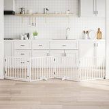 Dog Gate with Door Foldable 4 Panels White 320 cm Poplar Wood 352185