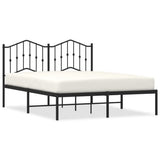 Metal Bed Frame without Mattress with Headboard Black 140x190cm 373789