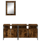 3 Piece Bathroom Furniture Set Smoked Oak Engineered Wood 3214787
