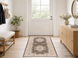 Runner Rug FLORNES Woven Taupe 100 x 450 cm PP 7 mm 42057505