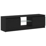 TV Cabinet with LED Lights Black Oak 120x30x36 cm Engineered Wood 862034