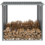 ZNTS Garden Log Storage Shed Galvanised Steel 172x91x154 cm Grey 44858