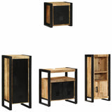 Bathroom Furniture Set 4 pcs Brown and Black Solid Mango Wood 3305644