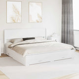 Bed Frame with Storage and Headboard White Engineered Wood 3414437