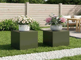 Plant Stand 2 pcs Olive Green 40 x 40 x 40 cm Steel 8012523