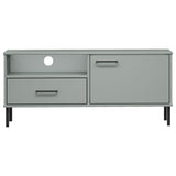 TV Cabinet with Metal Legs Grey Solid Wood Pine OSLO 351022