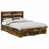 Bed Frame with Drawer Smoked Oak 140 x 200 cm Engineered Wood 3411968