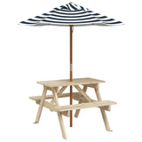 Picnic Table for 4 Kids with Umbrella Solid Wood Fir 3281614