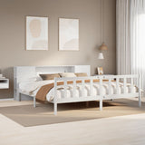 Bookcase Bed without Mattress White 180x200 cm Super King Solid Wood Pine 3321664