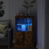 Side Cabinet with LED Lights Smoked Oak Engineered Wood 836627