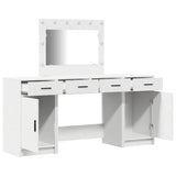 Dressing Table with Mirror Lights 3 pcs White Engineered Wood 3334245