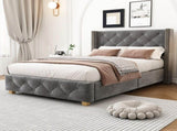 Upholstered bed,Single Bed-3ft ,With slatted frame and headboard, Button Rivet N606P243925G