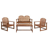 Sofa Set Brown Solid Acacia Wood Medium Durable 44035