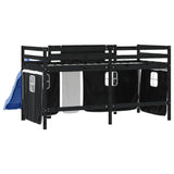 Kids' Loft Bed with Curtains without Mattress White&Black 80x200cm 3207015