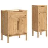 Bathroom Furniture Set FLORO 2 pcs Wax Brown Solid Pine Wood 3385879