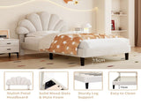 3ft Single Upholstered Velvet Bed, with Adjustable Chic Petal Headboard, Velvet Platform Bed N652P180513W