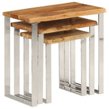 Nesting Tables 3 pcs with Live Edge Solid Wood Acacia 372761