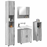Bathroom Furniture Set Wall-mounted with Door 4 pcs Grey Sonoma 3392969