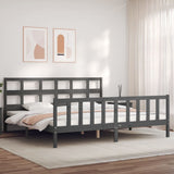 Bed Frame without Mattress Grey 200x200 cm Solid Wood Pine 3193033