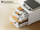 Three Drawer Wood-Effect Filing Cabinet - White T3398P425021