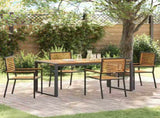 Garden Dining Set 5 pcs Black and Brown Poly Rattan 3365475
