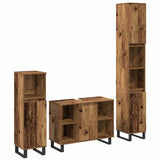 Bathroom Furniture Set with Shelf 3 pcs Brown Engineered Wood 3378510