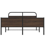 Metal Bed Frame without Mattress Brown Oak 160x200 cm 3318709