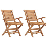 Folding Garden Chair Set of 2 Natural teak Solid teak wood Medium 362756