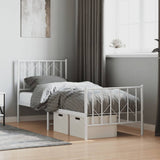 Metal Bed Frame without Mattress with Footboard White 75x190cm 374494