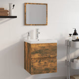 Bathroom Furniture Set Smoked Oak Engineered Wood 3152864