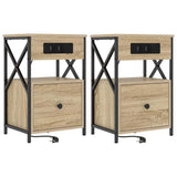 Bedside Cabinet with Drawer 2 pcs Sonoma Oak 40 x 31 x 60 cm 859493