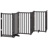 Dog Gate with Door Foldable 6 Panels Black 300 cm Solid Wood Fir 352287