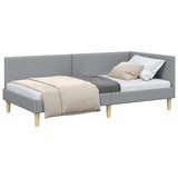 Corner Bed Frame Light Grey 100 cm x 200 cm Velvet 42016197