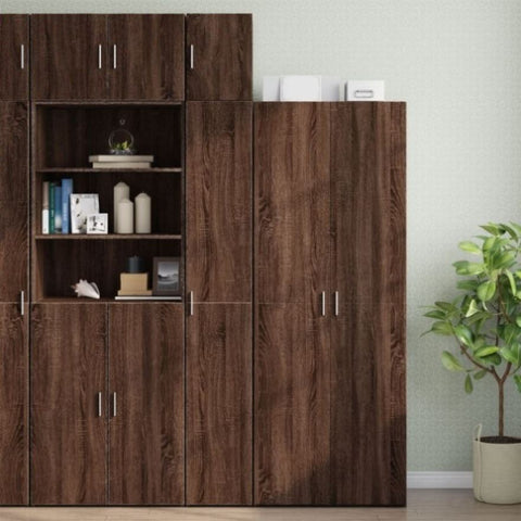 Slim Storage Cabinet Brown Oak 30x42.5x225 cm Engineered Wood 3281265