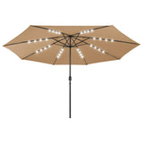Garden Parasol with LED Lights 400 cm Taupe 312533