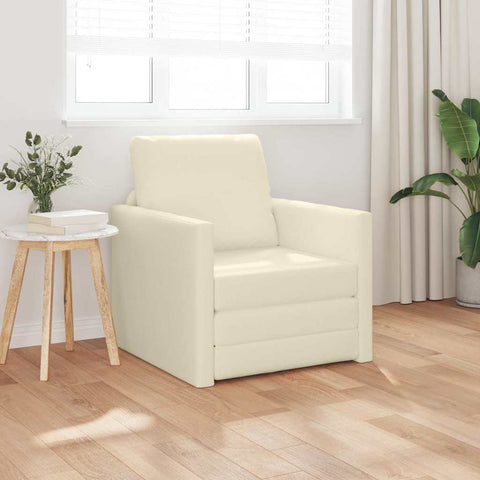 Floor Sofa Bed with Cushion Cream 74 x 77 x 81 cm Faux leather 4106631