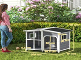 Wooden Dog Kennel with Removable Floor, Asphalt and Openable Roof, Giant Window for Large Dogs, T3398P376389