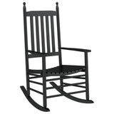 Rocking Chairs 2pcs with Foldable Table Black Solid Wood Poplar 3281590