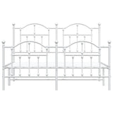 Metal Bed Frame without Mattress with Footboard White 150x200cm 353508