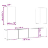 ZNTS Wall Mounted TV cabinets 4 pcs Old Wood Engineered Wood 3328981