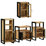 Bathroom Furniture Set with Shelf 4 pcs Brown Solid Mango Wood 3305698
