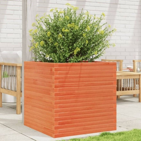Garden Planter Wax Brown 70x70x68.5 cm Solid Wood Pine 3282476