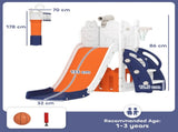 AIYAPLAY 5 in 1 Kids Slide Set with Basketball Hoop, Climbing Frame, Telescope, Storage Box for T3398P554998