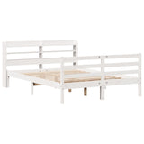 ZNTS Bed Frame with Headboard without Mattress White 150x200 cm King Size 3306648