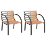 Garden Chair Set of 2 Brown Wood seat and backrest, steel frame 47937