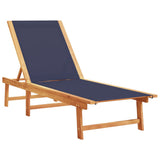 Sun Loungers 2 pcs with Table Blue Solid Wood Acacia and Textilene 3279254